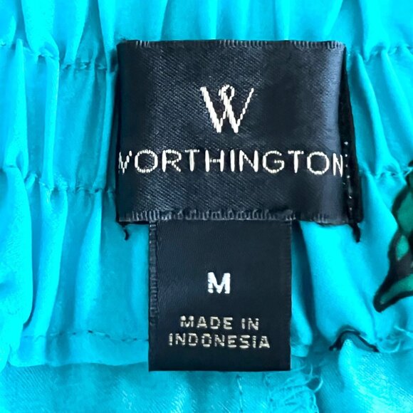 Worthington Maxi Skirt Suma Floral Faux Wrap Ruffle Blue Yellow Flowy Size M - Picture 9 of 10
